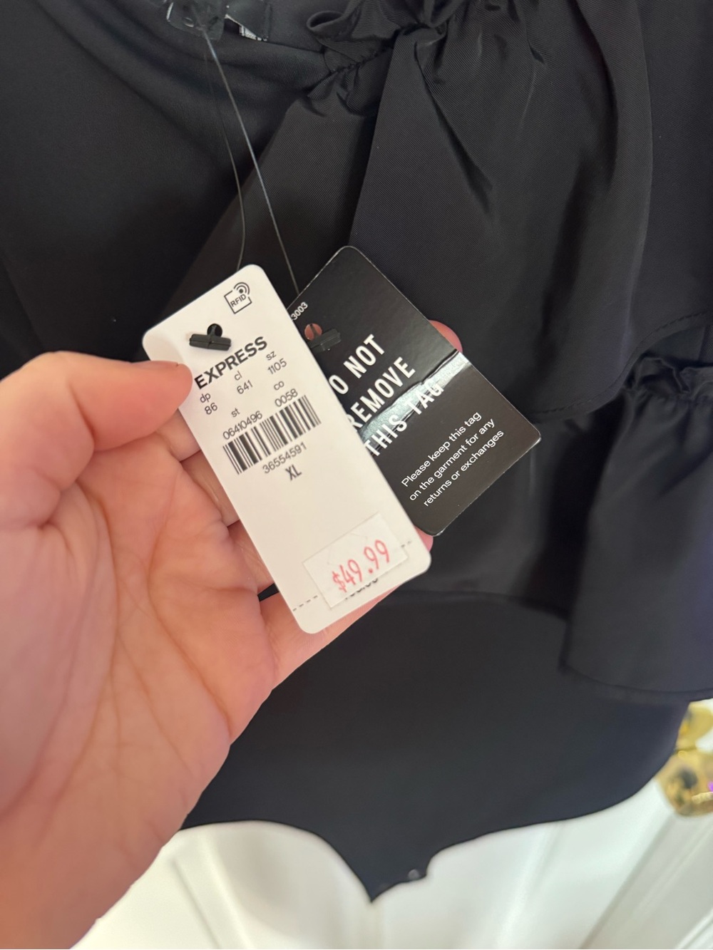 Express Black One-Shoulder Ruffle Bodysuit - Picture 4 of 4